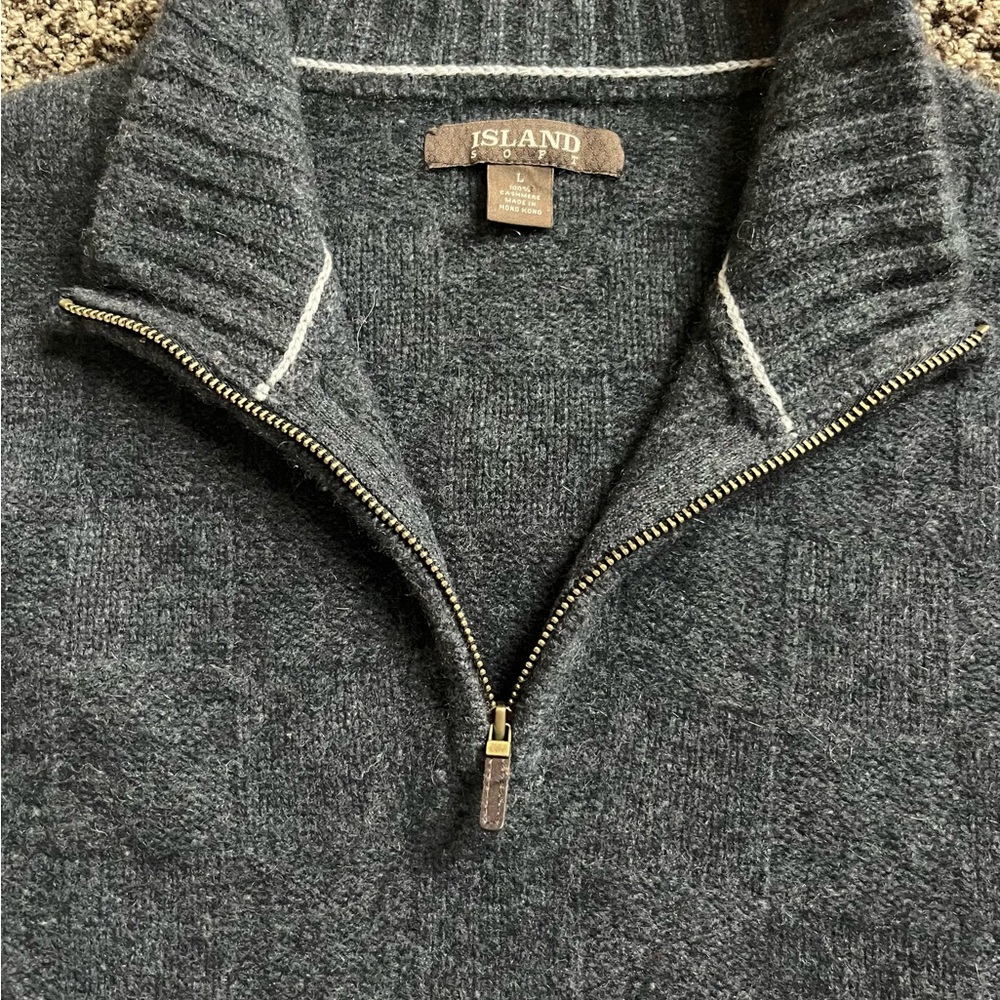 Men's Cashmere Gray 1/4 Zip Sweater